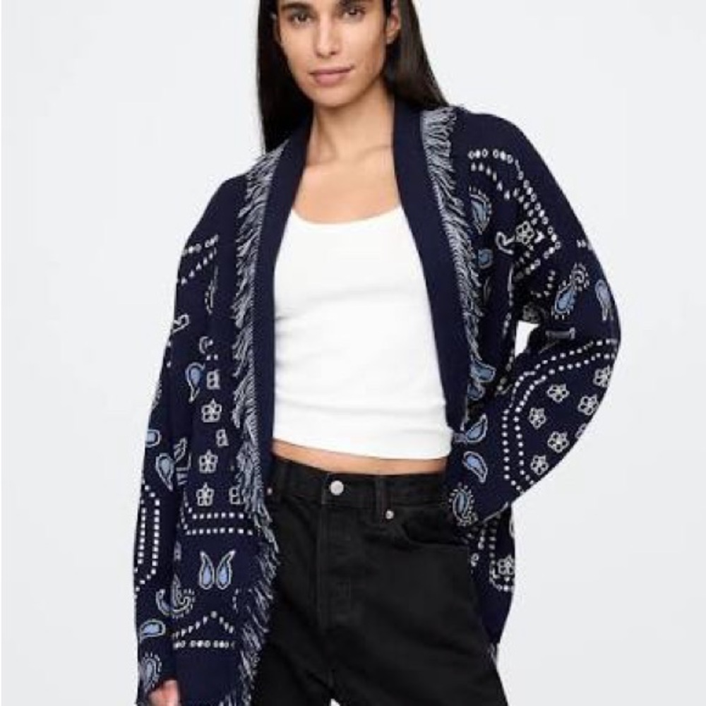 GAP Navy Blue Patterned WrapCardigan
